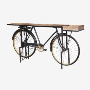 Grand Décor - Table Console Vélo Vintage Bois et Métal
