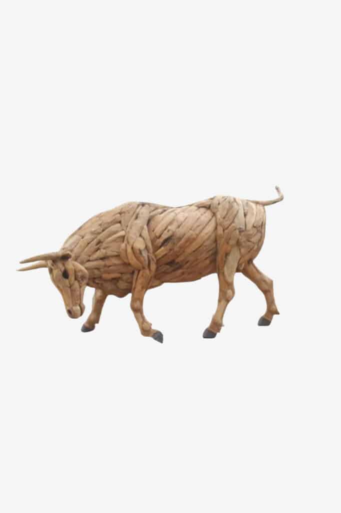 Grand Décor - Statue Taureau Bull en Ecorce de Bois